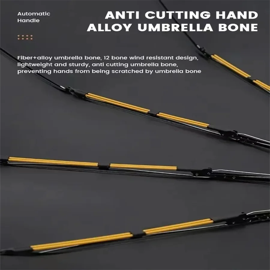 12 Bone Black Glue Fully Automatic Umbrella With Thick And Durable Keel Three Fold Umbrella UV Resistant Folding Umbrella