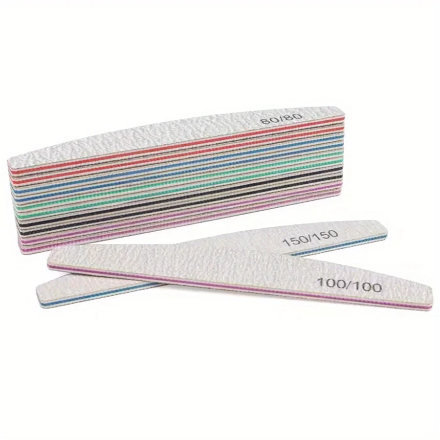 1/3/5/10Pcs Professional Nail File 80/100/150/180/240 Sandpaper Strong Thick Sanding Half Moon Lime nail accessories and Tools