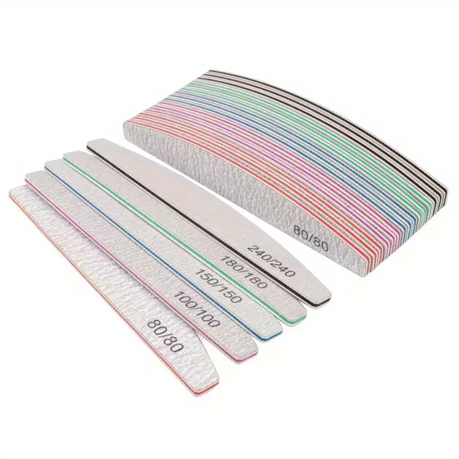 1/3/5/10Pcs Professional Nail File 80/100/150/180/240 Sandpaper Strong Thick Sanding Half Moon Lime nail accessories and Tools