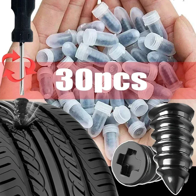 10/30pcs ScrewsVacuum Tyre Repair Nail Tire Puncture Motorcycle Fitting Set Tubeless Wheel Repair Punctures Kit Patches for Car