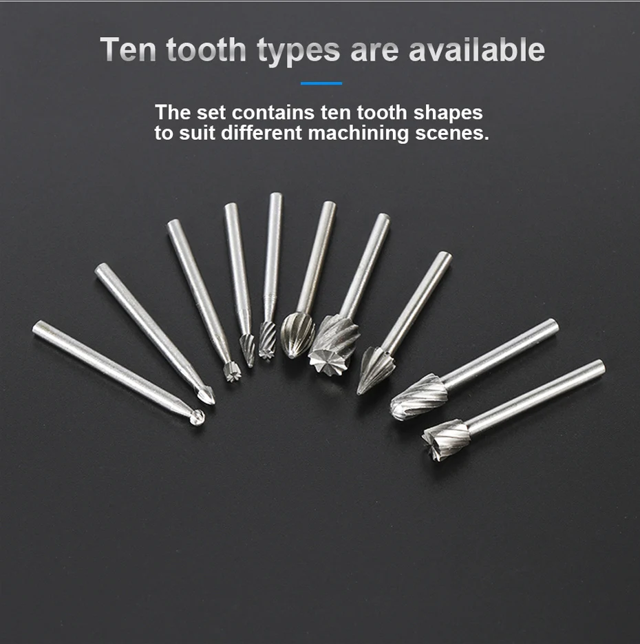 6pcs 10pcs/Set HSS Rotary Burr Mill Cutter Routing Router Bits Burr Rotary Tools Wordworking Tool Engraving Dremel Accessories