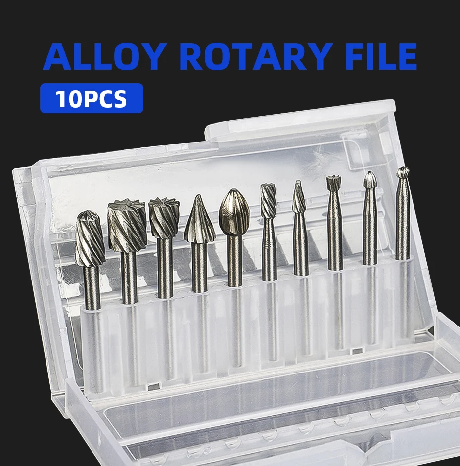 6pcs 10pcs/Set HSS Rotary Burr Mill Cutter Routing Router Bits Burr Rotary Tools Wordworking Tool Engraving Dremel Accessories
