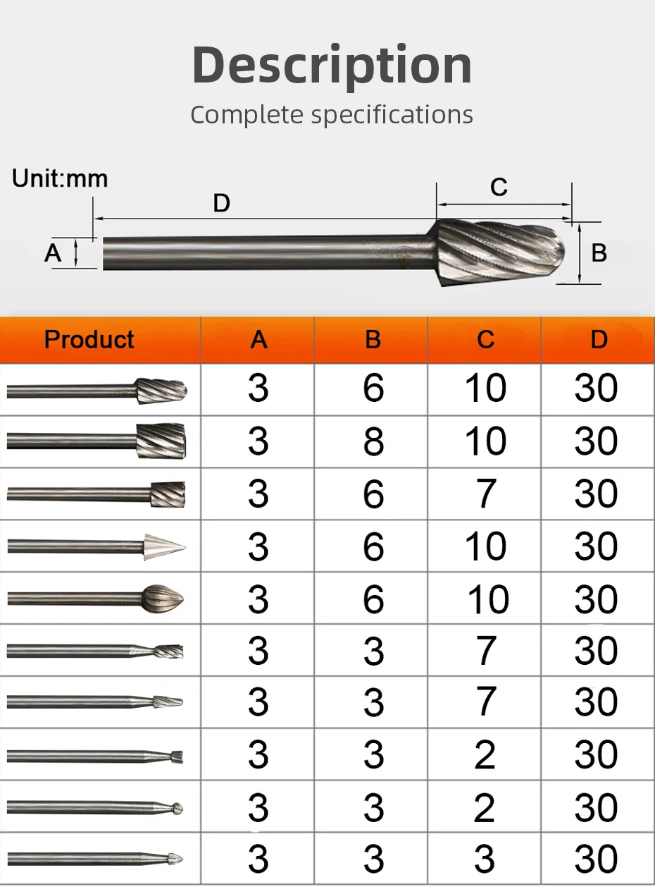 6pcs 10pcs/Set HSS Rotary Burr Mill Cutter Routing Router Bits Burr Rotary Tools Wordworking Tool Engraving Dremel Accessories