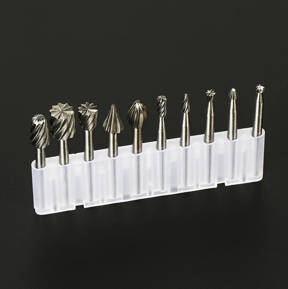 6pcs 10pcs/Set HSS Rotary Burr Mill Cutter Routing Router Bits Burr Rotary Tools Wordworking Tool Engraving Dremel Accessories