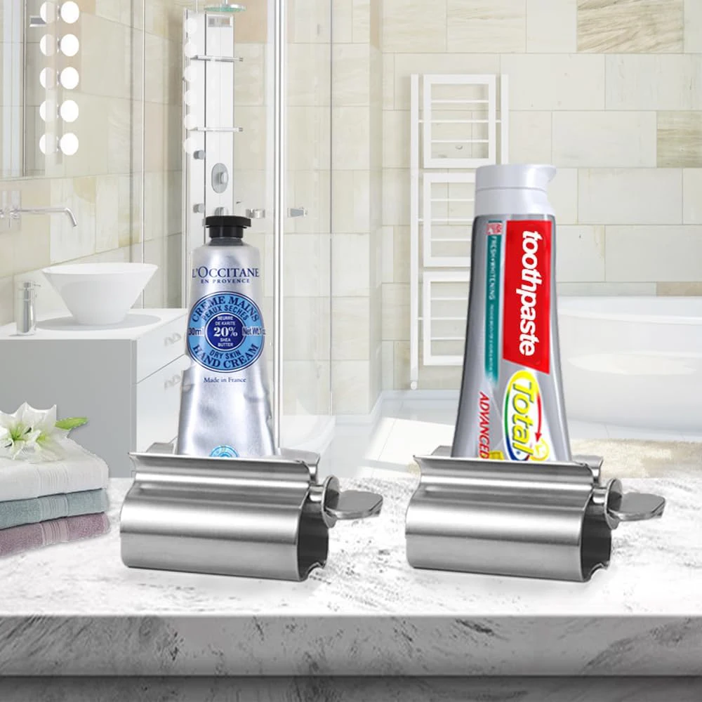 Bathroom Accessories Toothpaste Squeezer Tube Roller Stainless Steel Wringer Roller Rotate Dispenser for Ointments Cosmetics