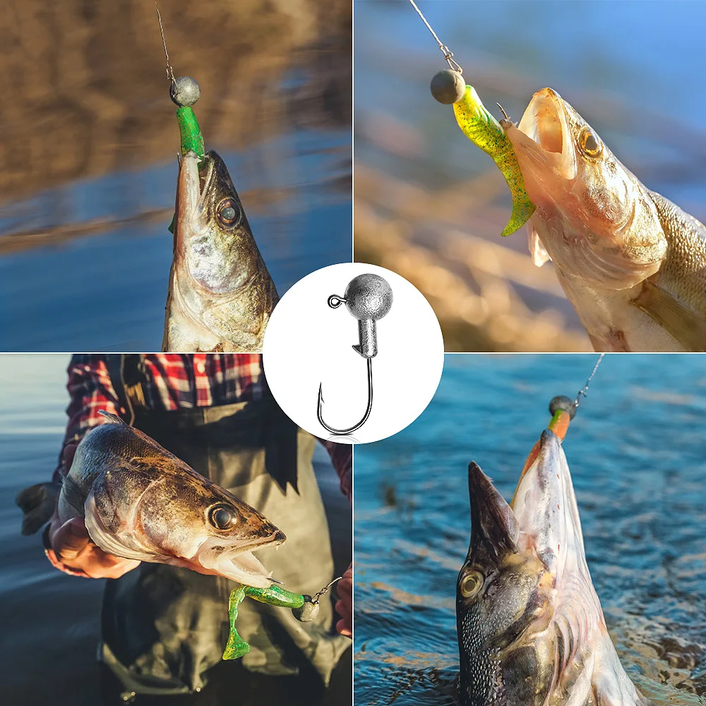 MrLurion 1g 2g 3g 4g 5g 10g 20g 22g 25g 28g Fishing Jig Head Hook, Rigging Hook for Crank Soft Grub Worm Lure Bait Sharp Hooks