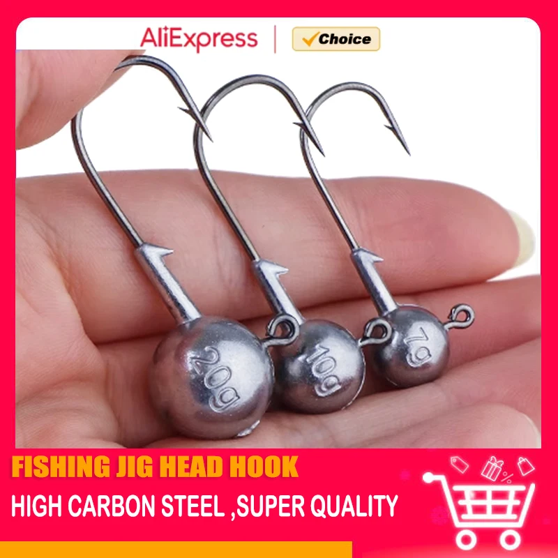 MrLurion 1g 2g 3g 4g 5g 10g 20g 22g 25g 28g Fishing Jig Head Hook, Rigging Hook for Crank Soft Grub Worm Lure Bait Sharp Hooks