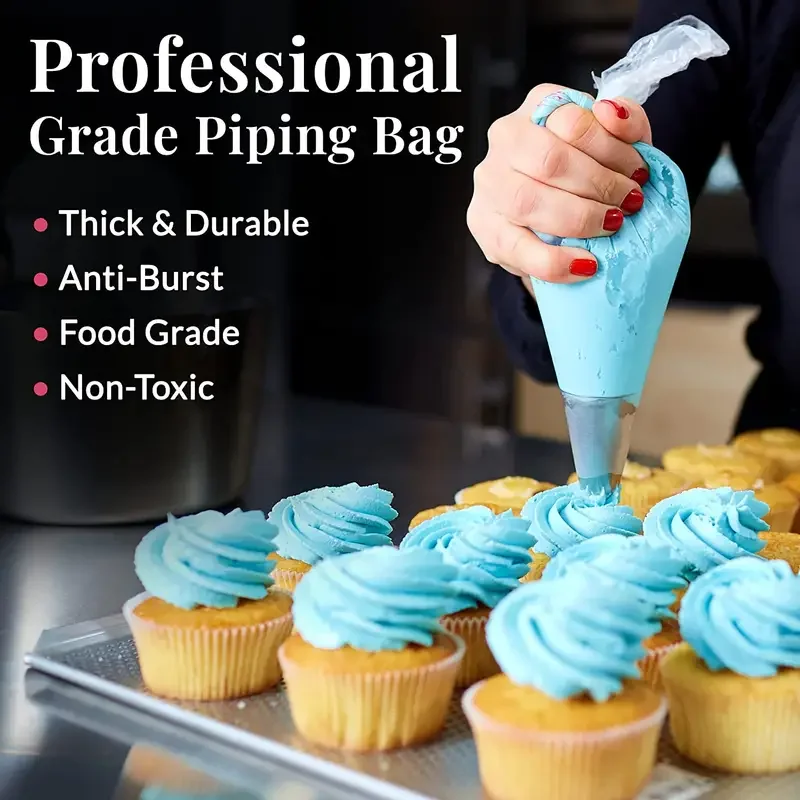 100PCS Disposable Pastry Bags, Extra Strong&Leak-Proof Piping Bags for Cake Decorating,Baking,Icing,and Crafts–Durable&Food Safe