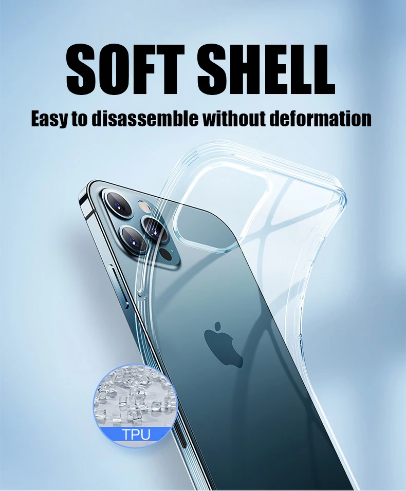 Ultra Thin Clear Phone Case For iPhone 11 12 13 14 15 16 Pro Max Plus 13 Mini X Xr Xs 16E Silicone Soft Transparent Back Cover