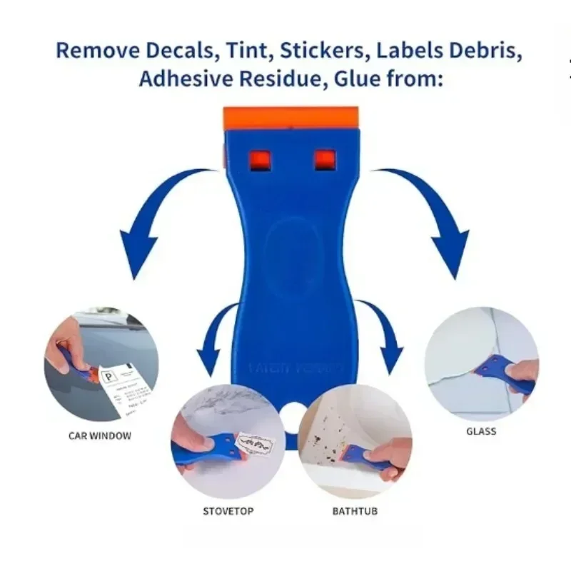1Set Car Window Glass Clean Scraper Car Sticker Remover Plastic Razor Blade Label Clean Razor Glue Remover Cleaning Tools