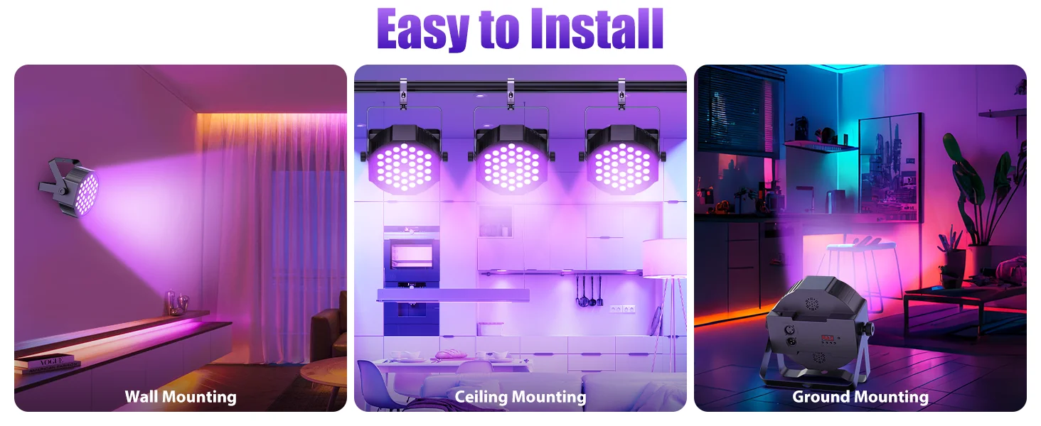 Gwong 2Pcs LED Par Spotlight 36 LED Light RGB DMX512 With Remote Control For Disco Stage DJ Party Show Bar Halloween Christma
