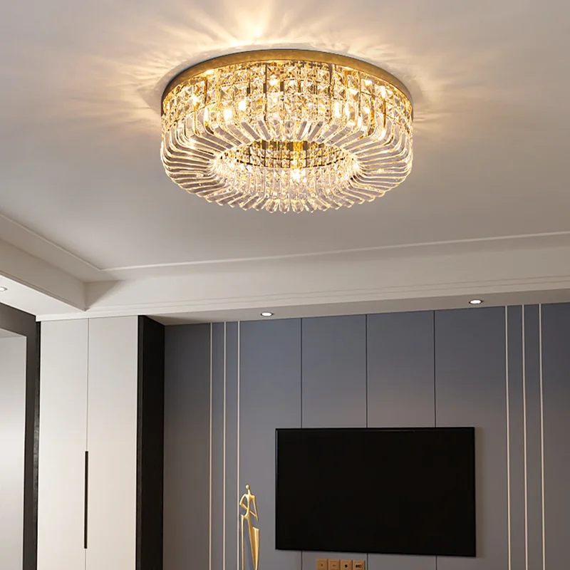 New modern crystal ceiling lamp chrome Gold LED ceiling lamp decorative light for living room room E14 Lamp head lighting