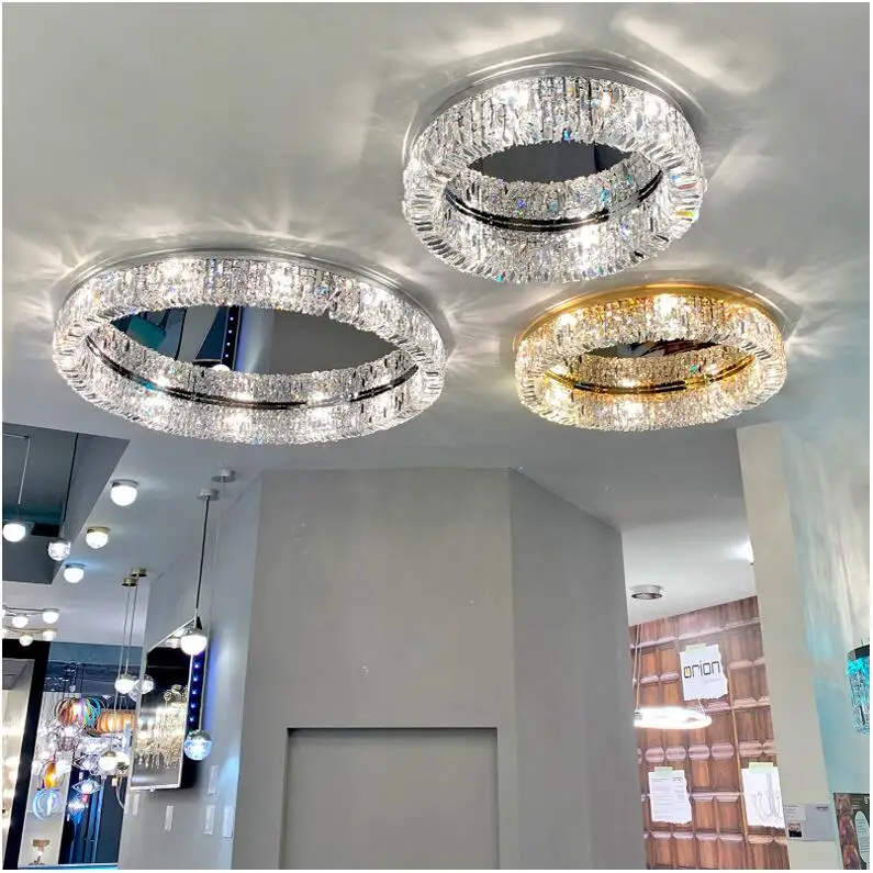 New modern crystal ceiling lamp chrome Gold LED ceiling lamp decorative light for living room room E14 Lamp head lighting