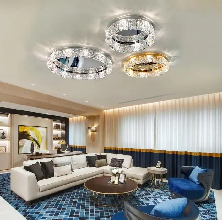 New modern crystal ceiling lamp chrome Gold LED ceiling lamp decorative light for living room room E14 Lamp head lighting