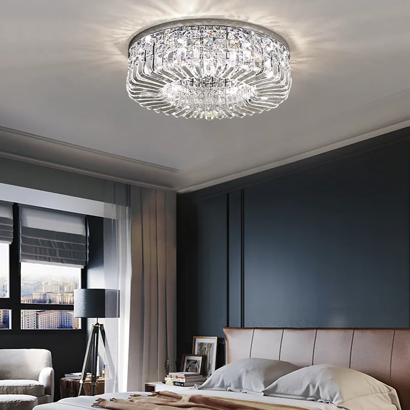 New modern crystal ceiling lamp chrome Gold LED ceiling lamp decorative light for living room room E14 Lamp head lighting