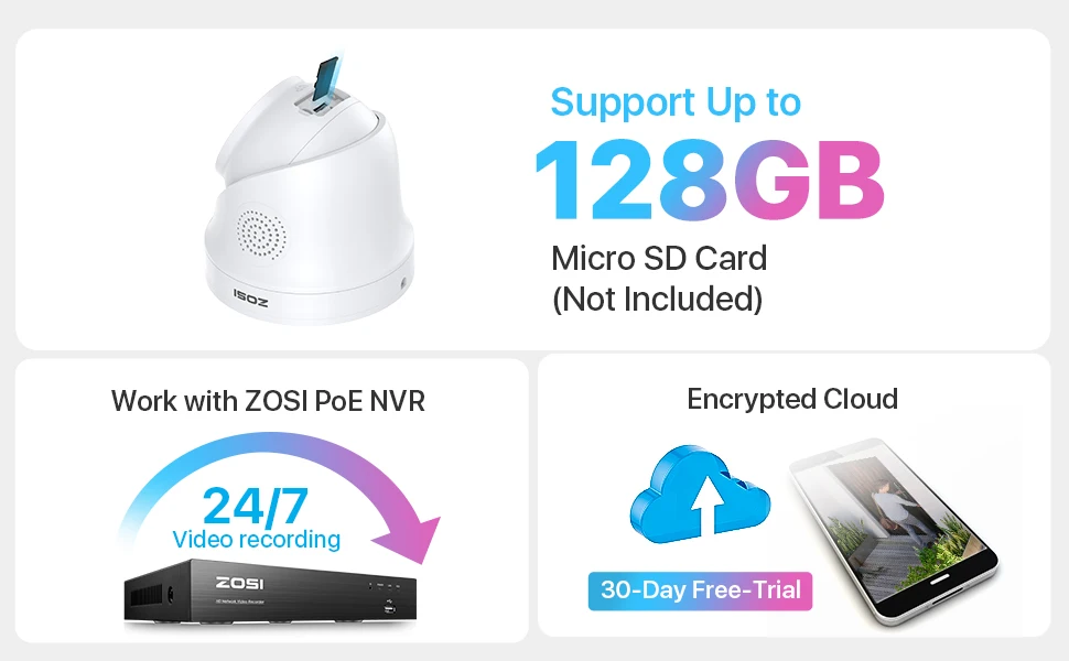 ZOSI 8MP/5MP Dome PoE Camera Outdoor 2-Way Audio Color Night Vision Street Surveillance IP Camera Smart Human Vehicle Detection