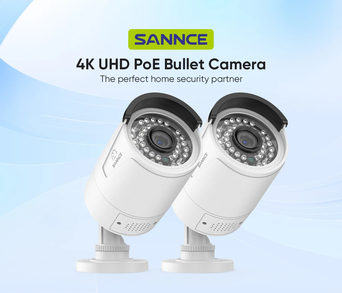SANNCE 2Pcs 4K 8MP PoE IP Security Camera for PoE NVR, Outdoor Weatherproof Cameras with Smart IR LEDs, Night Vision
