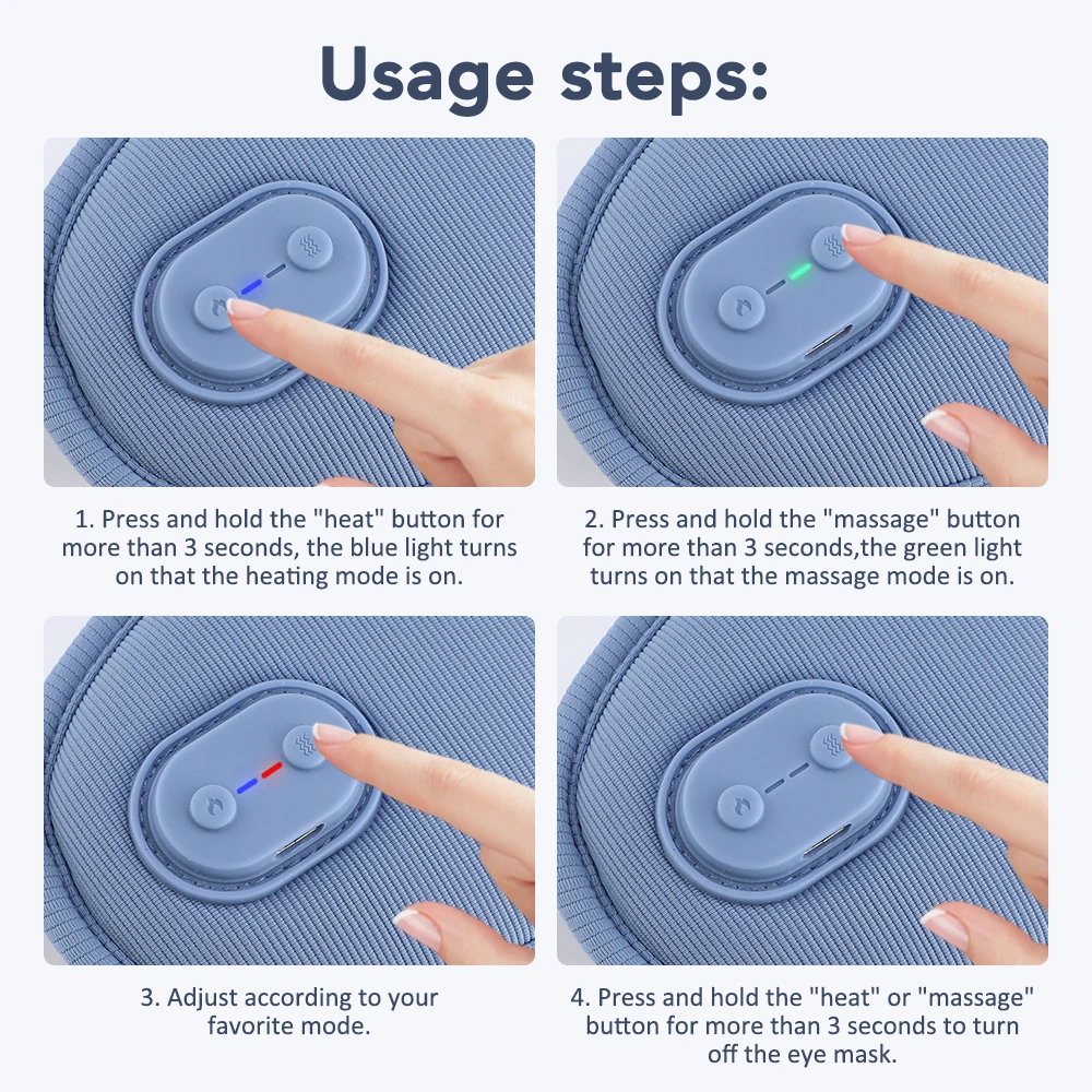 3D Eye Massager 5 Vibration 3 levels Temperature Heating Sleep Mask for Office Travel Reduce Dark Circles Eye Fatigue Eye Shade