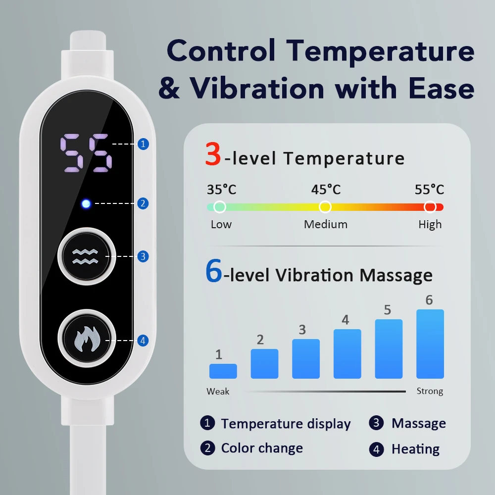 3D Eye Massager 5 Vibration 3 levels Temperature Heating Sleep Mask for Office Travel Reduce Dark Circles Eye Fatigue Eye Shade
