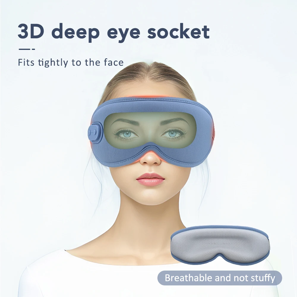 3D Eye Massager 5 Vibration 3 levels Temperature Heating Sleep Mask for Office Travel Reduce Dark Circles Eye Fatigue Eye Shade