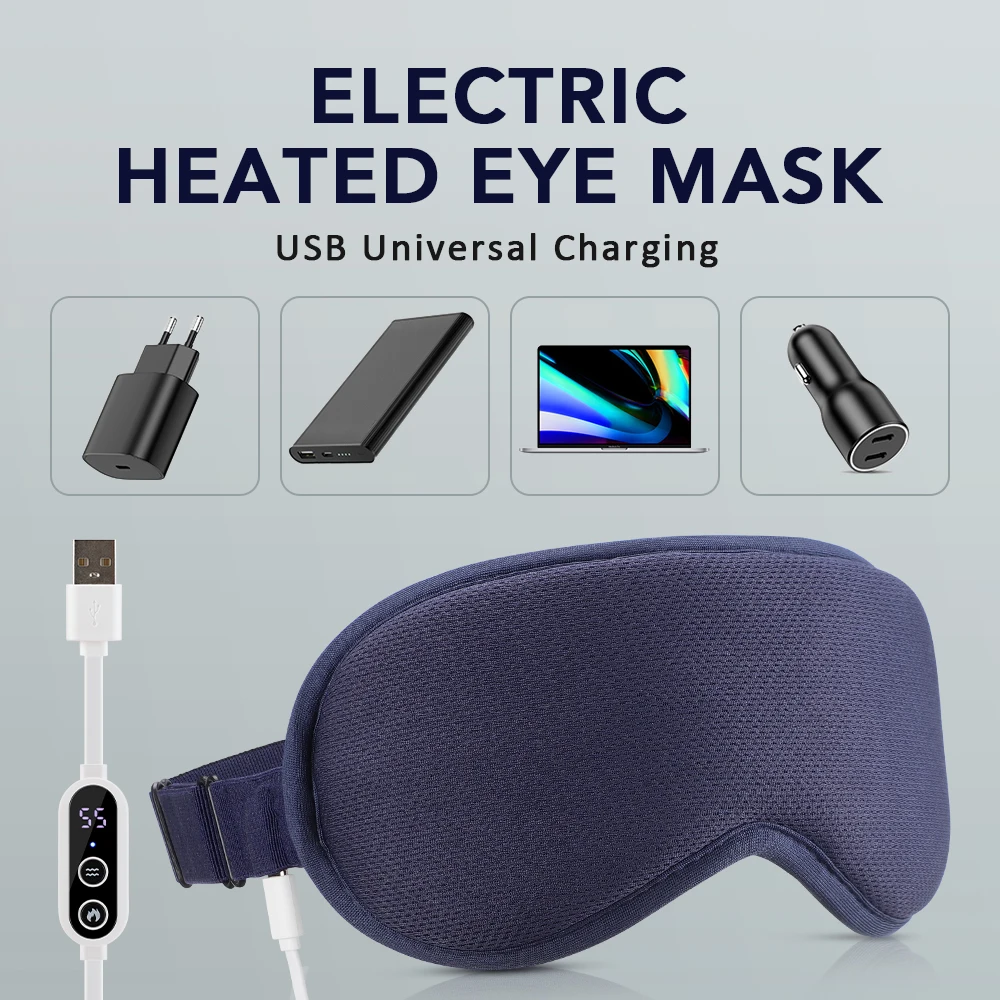 3D Eye Massager 5 Vibration 3 levels Temperature Heating Sleep Mask for Office Travel Reduce Dark Circles Eye Fatigue Eye Shade