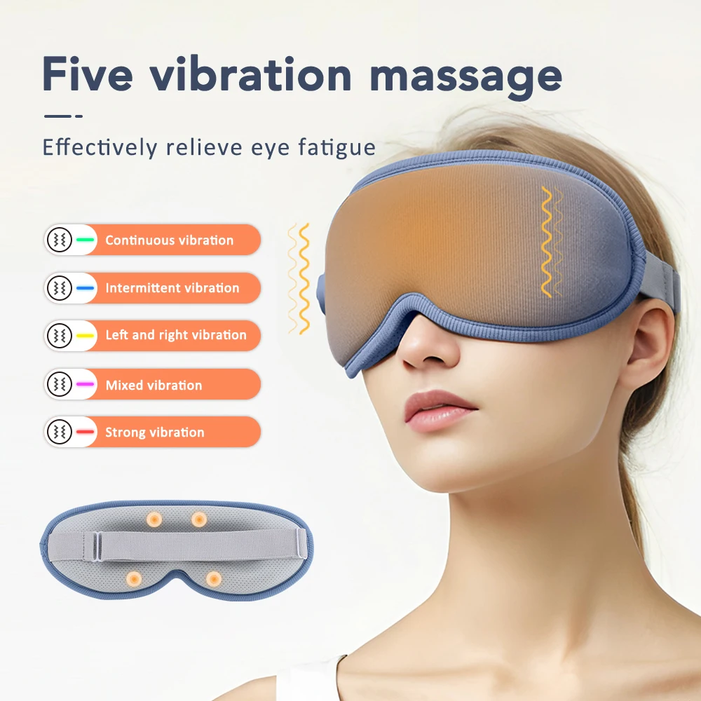 3D Eye Massager 5 Vibration 3 levels Temperature Heating Sleep Mask for Office Travel Reduce Dark Circles Eye Fatigue Eye Shade