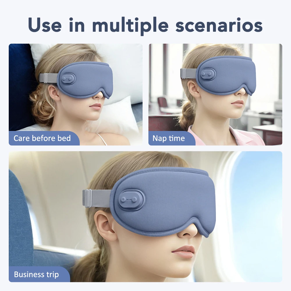 3D Eye Massager 5 Vibration 3 levels Temperature Heating Sleep Mask for Office Travel Reduce Dark Circles Eye Fatigue Eye Shade