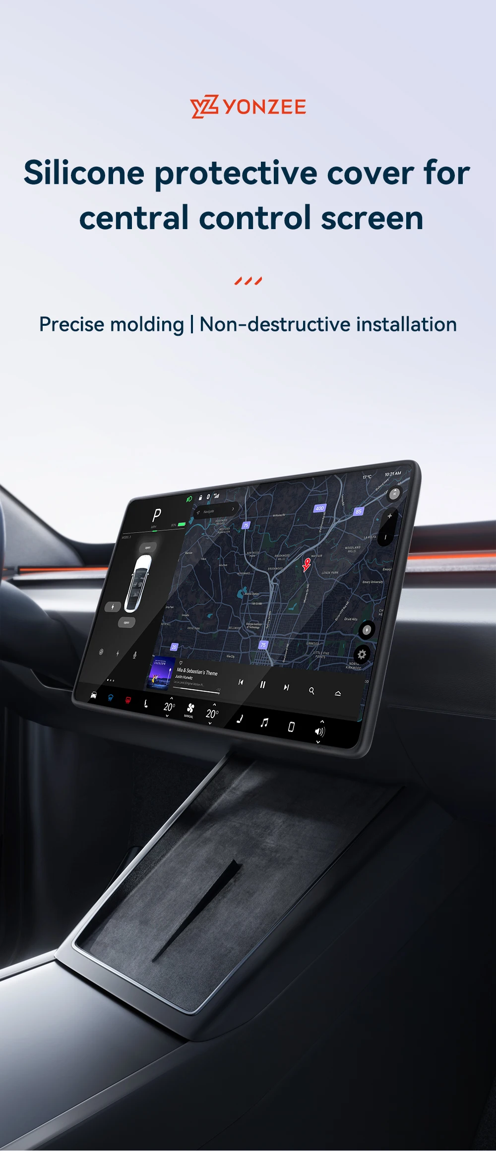 YZ For Tesla Model 3 Y/YL Highland Juniper 2021-2026 TPU Protective Trim Cover Central Control Navigation Screen Protector