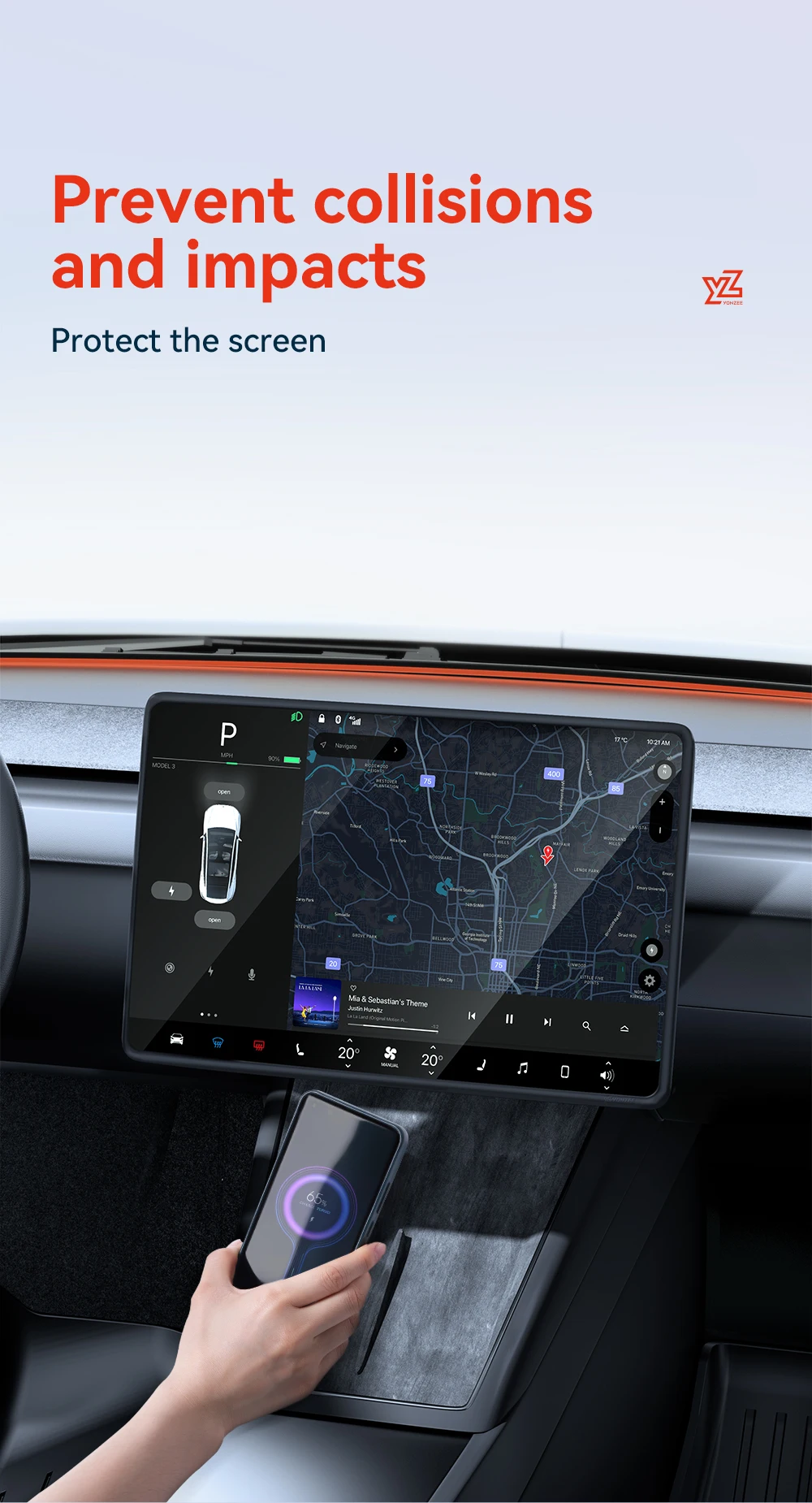 YZ For Tesla Model 3 Y/YL Highland Juniper 2021-2026 TPU Protective Trim Cover Central Control Navigation Screen Protector