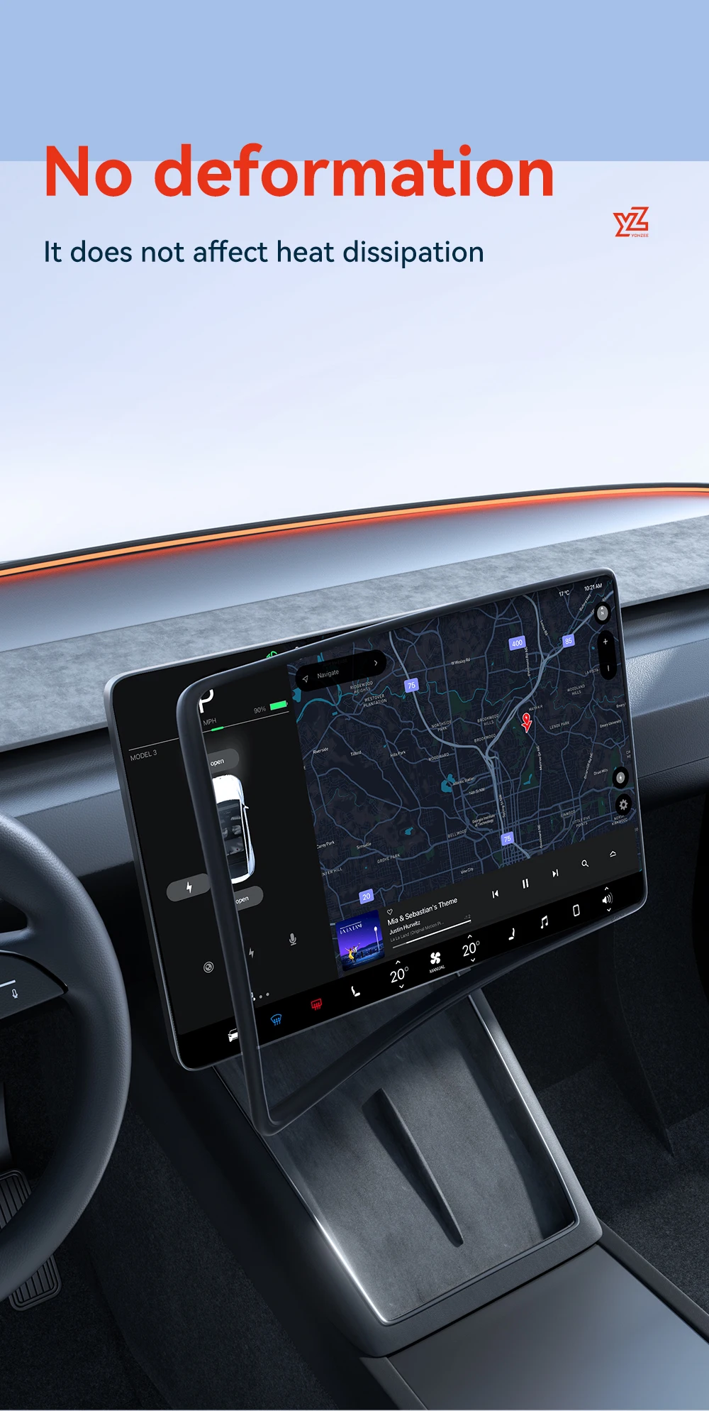 YZ For Tesla Model 3 Y/YL Highland Juniper 2021-2026 TPU Protective Trim Cover Central Control Navigation Screen Protector