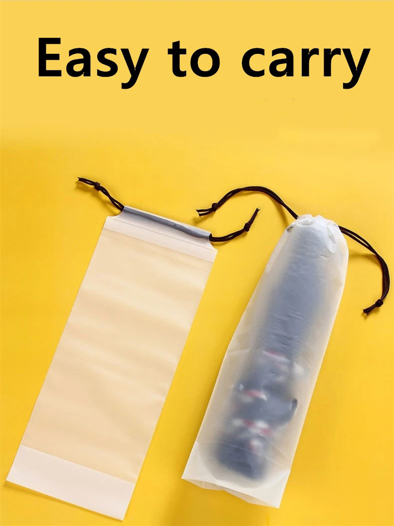 Umbrella Storage Bag Translucent Plastic Waterproof Anti-dirty Umbrella Cover Reusable Portable Drawstring Bags Home Storage