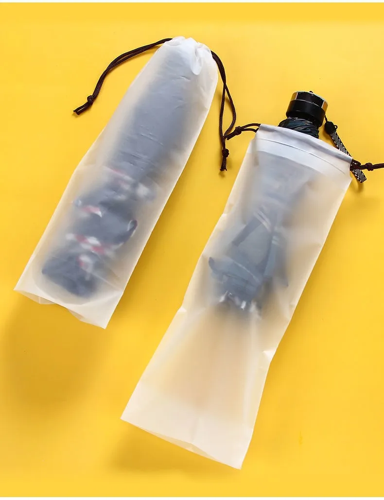 Umbrella Storage Bag Translucent Plastic Waterproof Anti-dirty Umbrella Cover Reusable Portable Drawstring Bags Home Storage