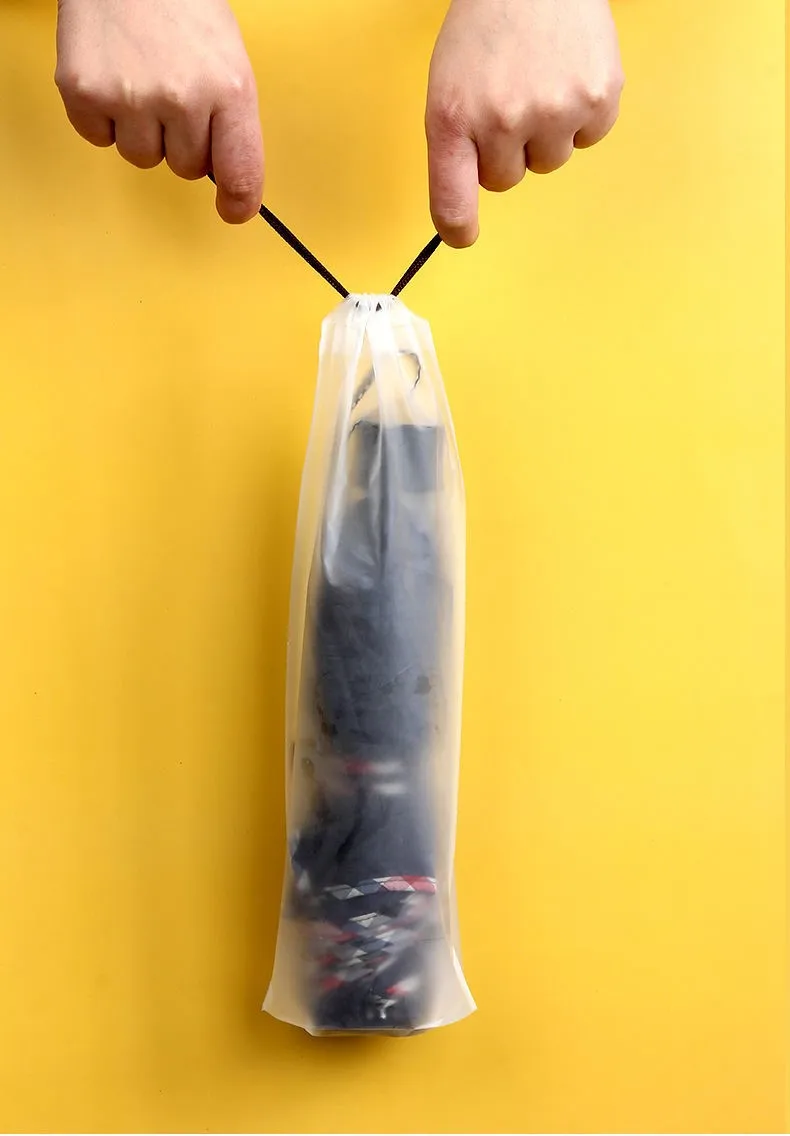 Umbrella Storage Bag Translucent Plastic Waterproof Anti-dirty Umbrella Cover Reusable Portable Drawstring Bags Home Storage