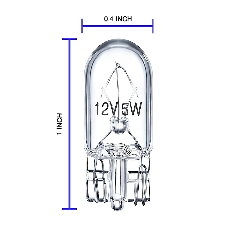 10 X Signal Lamp Glass T10 W5W 501 194 12V 5W/3W W2.1x9.5d Single Filament Car Bulb Auto Light