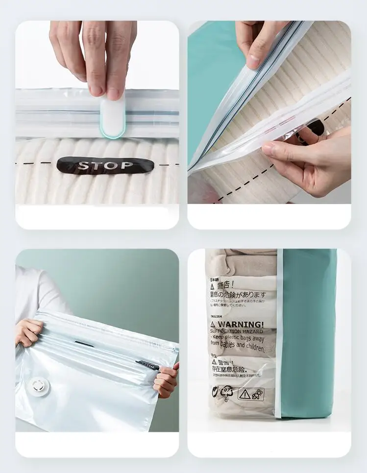 No Need Pump Vacuum Bags Large Plastic Storage Bags for Storing Clothes Blankets Compression Empty Bag Covers Travel Accessories