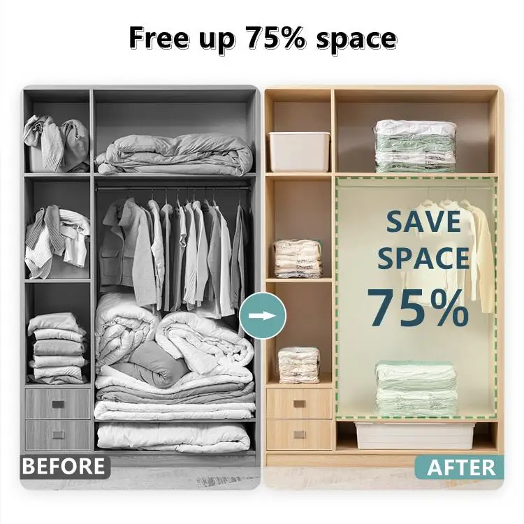 No Need Pump Vacuum Bags Large Plastic Storage Bags for Storing Clothes Blankets Compression Empty Bag Covers Travel Accessories