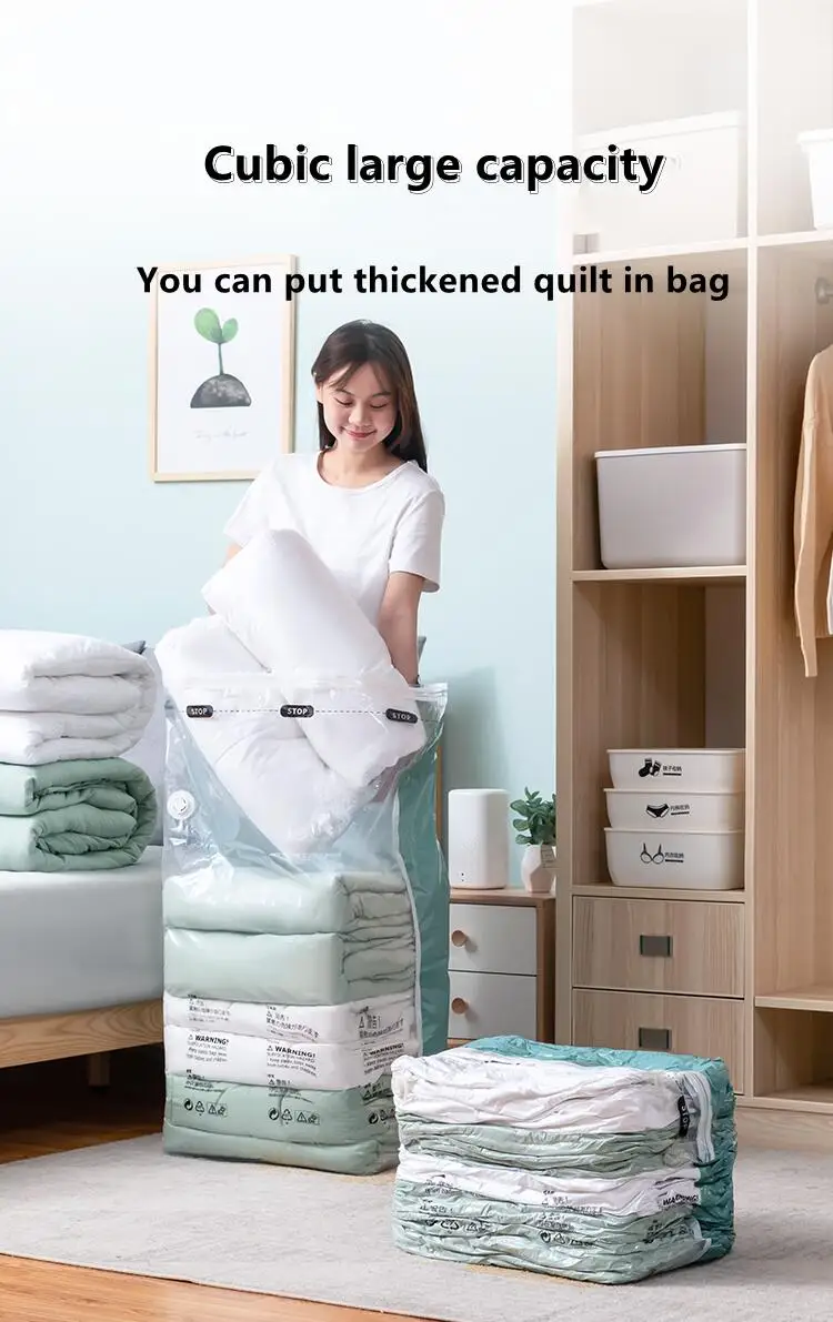 No Need Pump Vacuum Bags Large Plastic Storage Bags for Storing Clothes Blankets Compression Empty Bag Covers Travel Accessories
