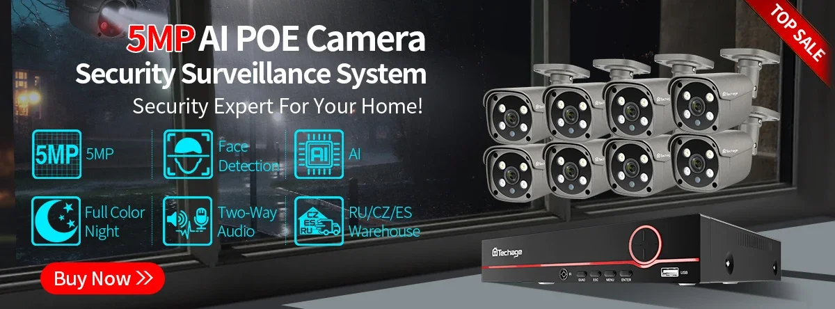 Techage H.265 8CH PoE Network Video Recorder 4MP 5MP 8MP 1080P 4K Surveillance PoE NVR Up to 16CH for Network Camera CCTV Video