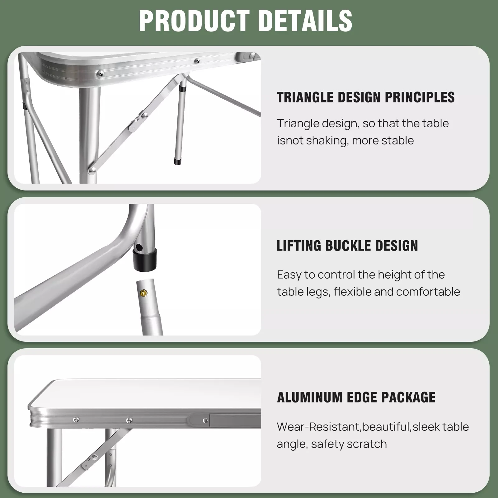2FT/60CM Folding Table Portable Aluminium Dining Party Kitchen BBQ Trestle Outdoor Tool for Camping Picnic Garden 75x55x60cm