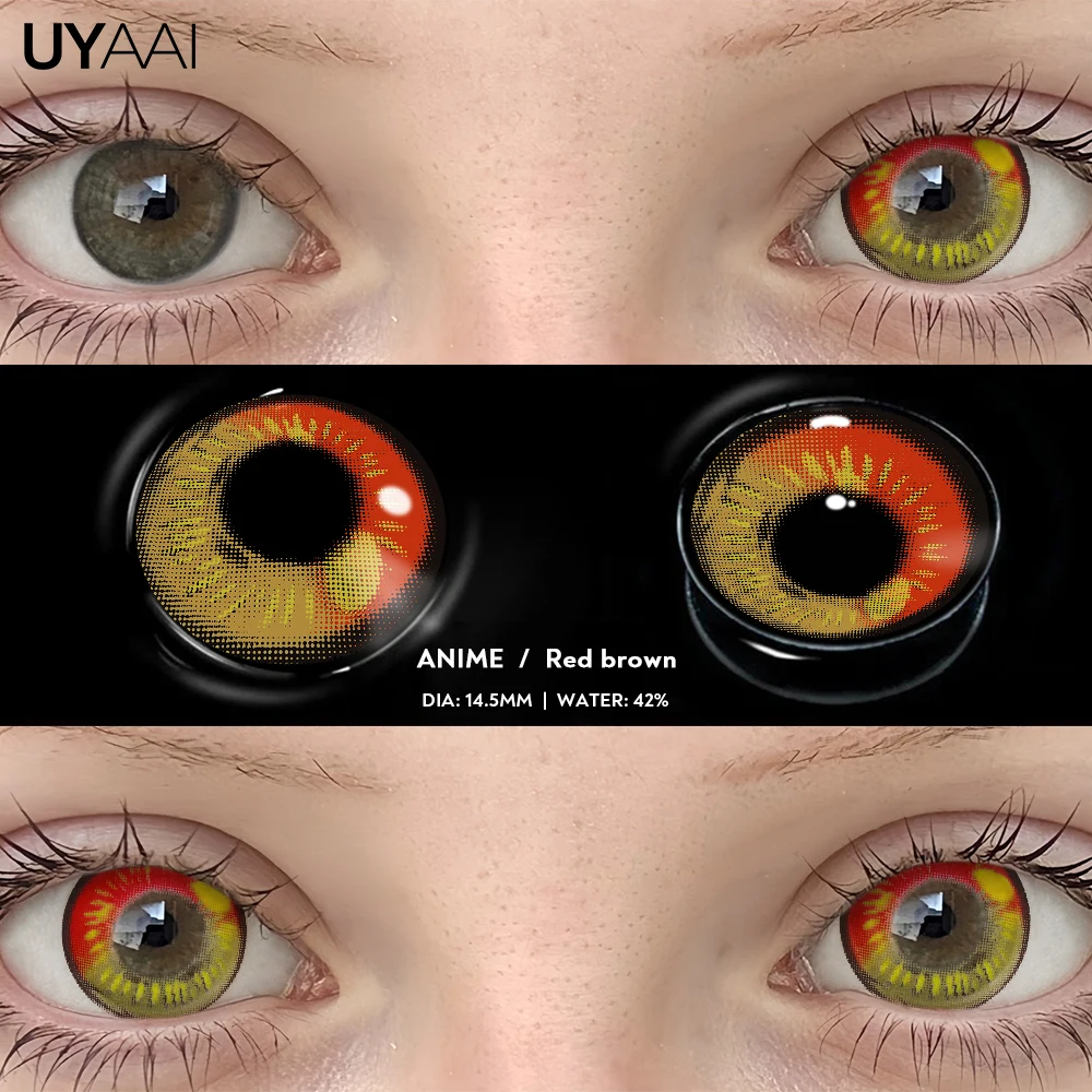 UYAAI 1 Pair Cosplay White Colored Contact Lenses Black Lenses Halloween Beauty Makeup Lens Vampire Red Lenses Anime Colorcon
