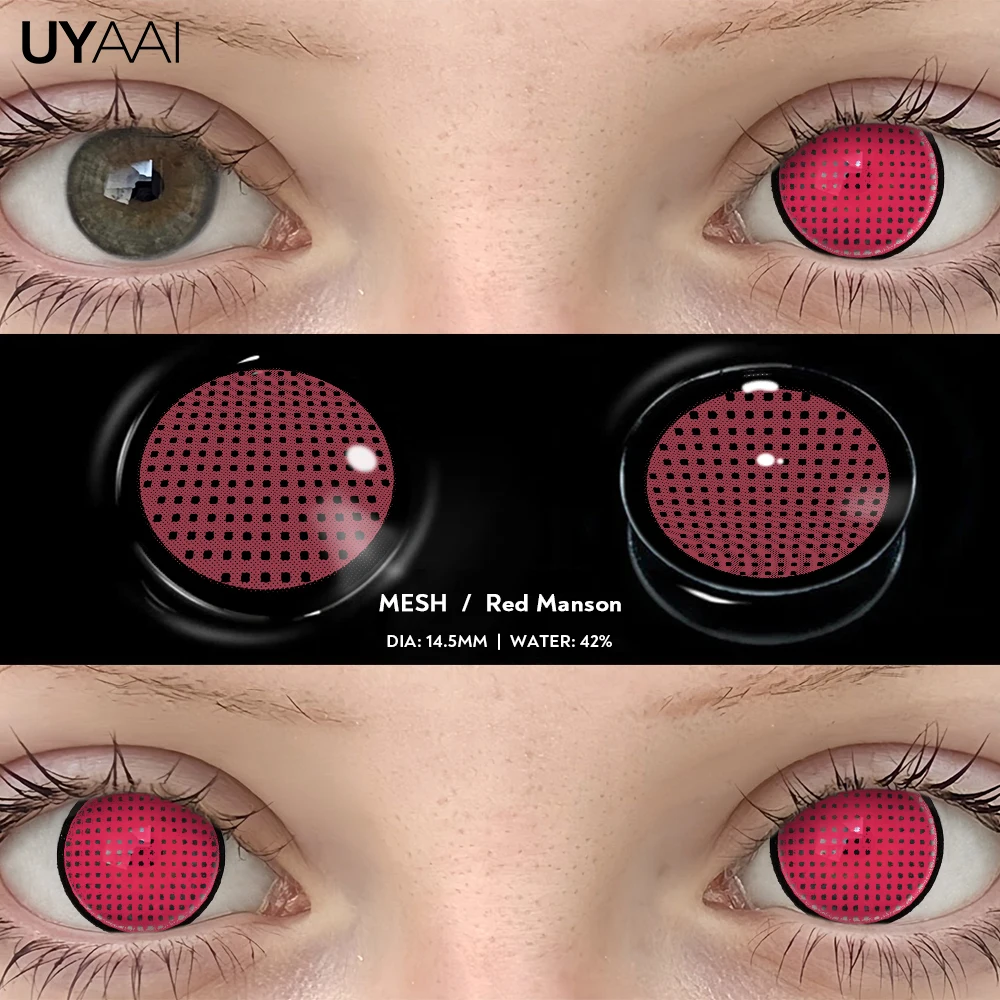 UYAAI 1 Pair Cosplay White Colored Contact Lenses Black Lenses Halloween Beauty Makeup Lens Vampire Red Lenses Anime Colorcon