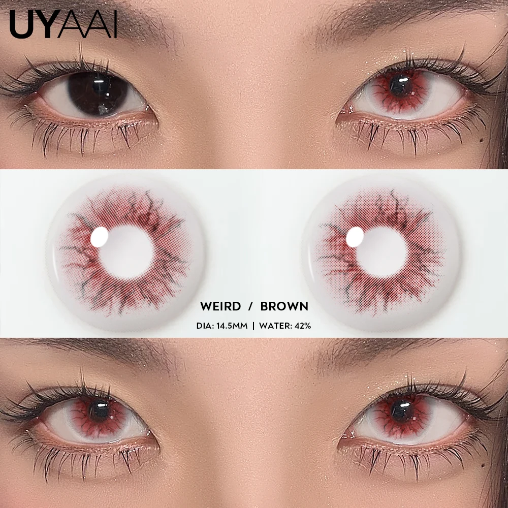 UYAAI 1 Pair Cosplay White Colored Contact Lenses Black Lenses Halloween Beauty Makeup Lens Vampire Red Lenses Anime Colorcon