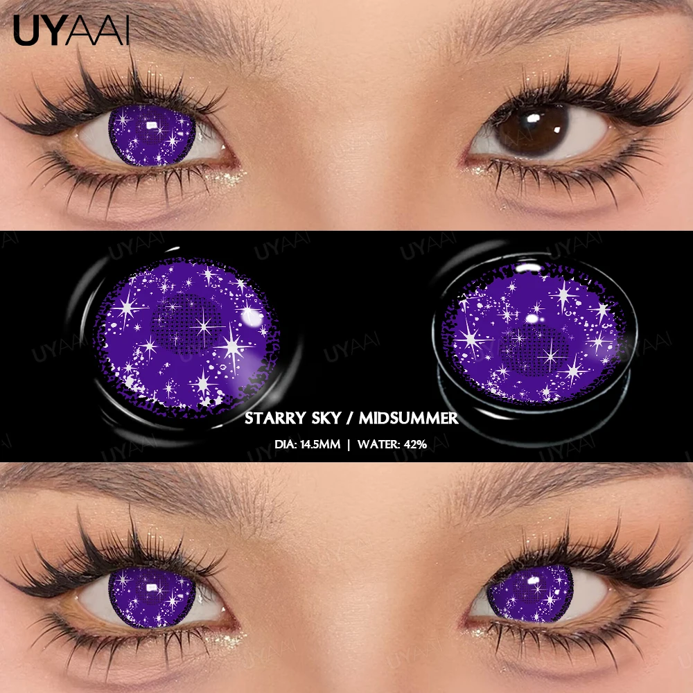 UYAAI 1 Pair Cosplay White Colored Contact Lenses Black Lenses Halloween Beauty Makeup Lens Vampire Red Lenses Anime Colorcon