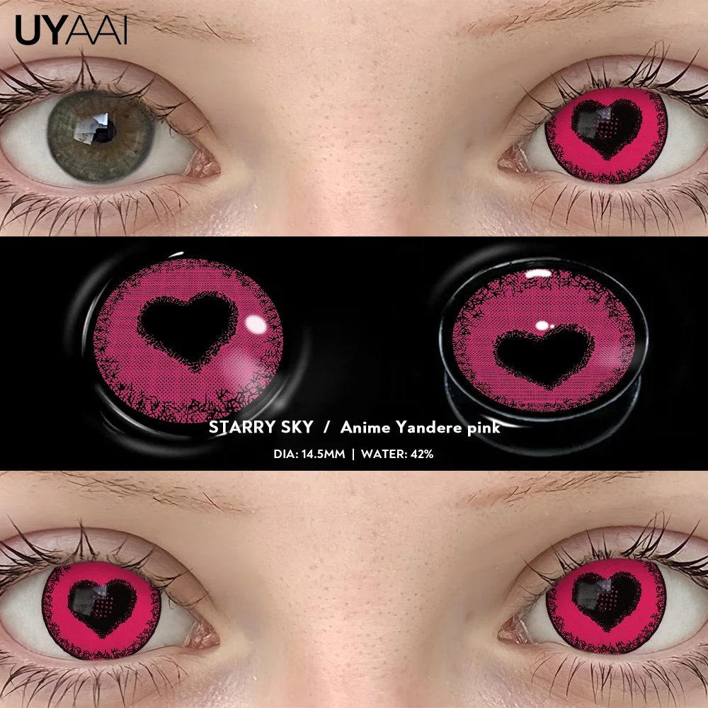 UYAAI 1 Pair Cosplay White Colored Contact Lenses Black Lenses Halloween Beauty Makeup Lens Vampire Red Lenses Anime Colorcon