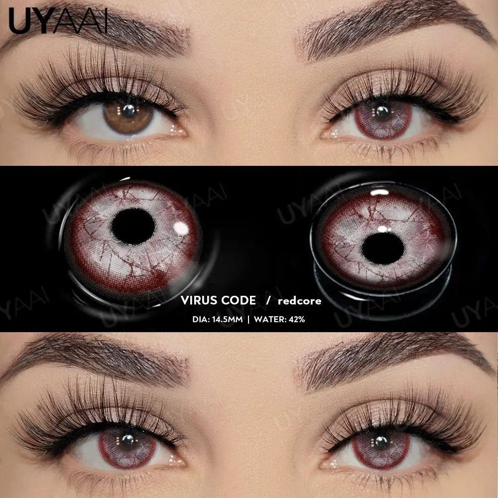 UYAAI 1 Pair Cosplay White Colored Contact Lenses Black Lenses Halloween Beauty Makeup Lens Vampire Red Lenses Anime Colorcon