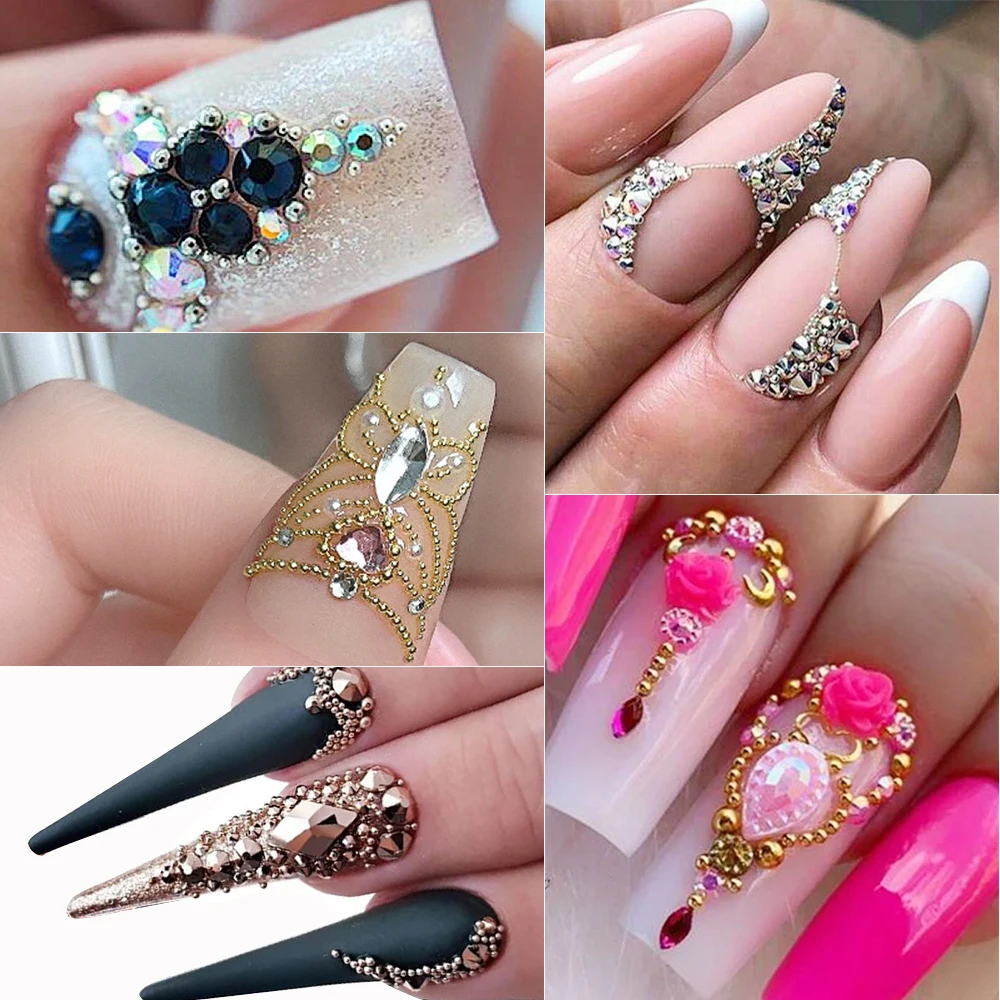12Grids Mini Caviar Beads Nail Art Decorations Metal Gold/Silver Micro Ball Nail Charms Magnetic Pen 0.5~3mm Ball Nail Jewelry