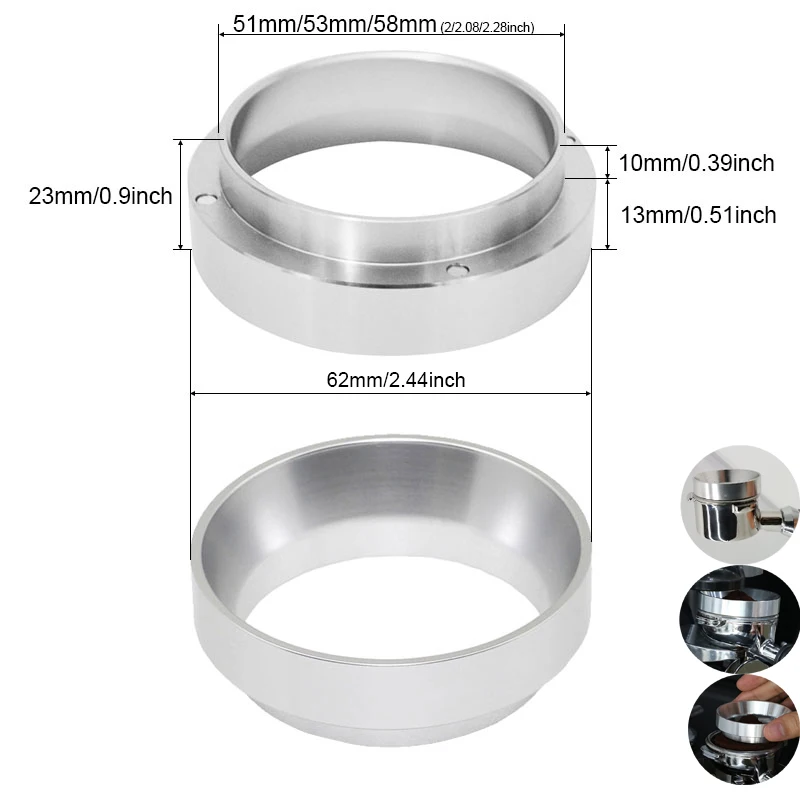 58/53/51MM Commercial Barista Tamper & Dosing Ring Kit | Aluminum Portafilter Accessories for Espresso Coffeeware Tools 58mm Tam