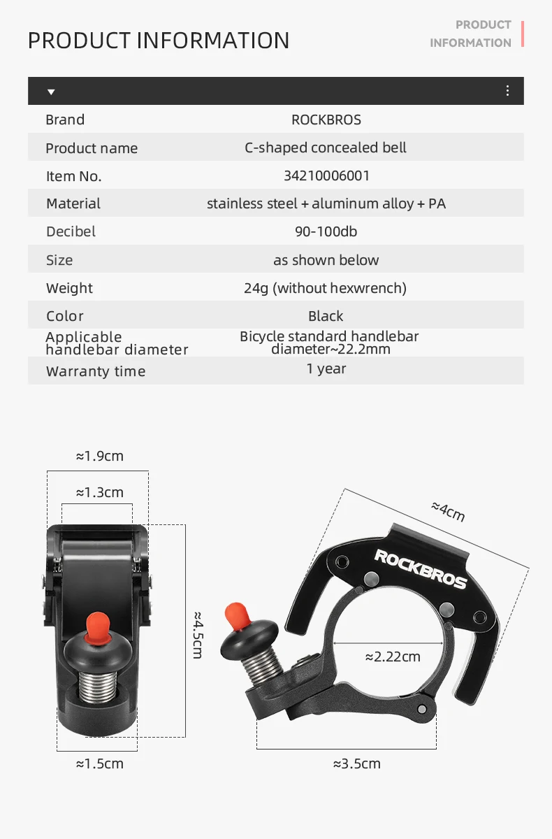 ROCKBROS Bicycle Bell Aluminum Alloy Horn Small Volume Portable Sound Alarm For Safety MTB Road Bike Ring Bicycle Accessories