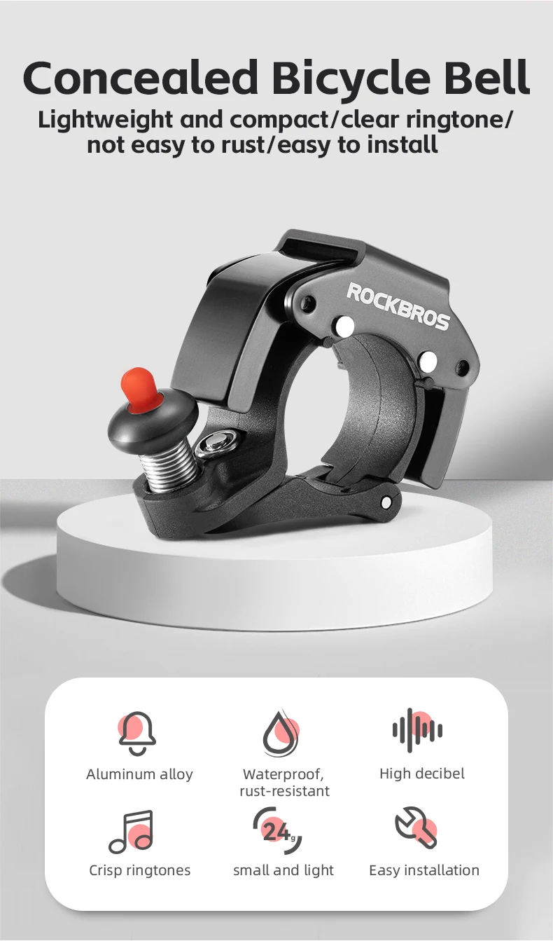 ROCKBROS Bicycle Bell Aluminum Alloy Horn Small Volume Portable Sound Alarm For Safety MTB Road Bike Ring Bicycle Accessories