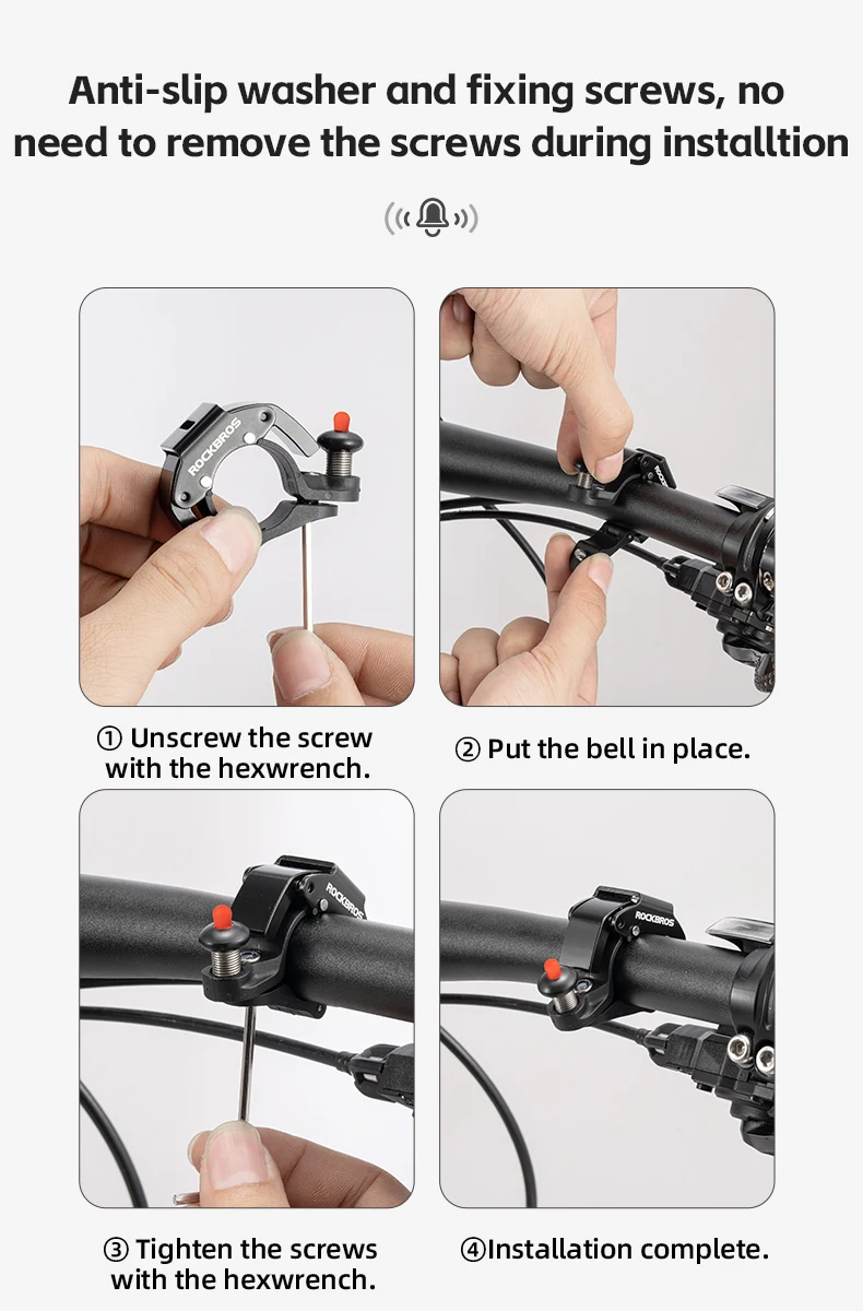 ROCKBROS Bicycle Bell Aluminum Alloy Horn Small Volume Portable Sound Alarm For Safety MTB Road Bike Ring Bicycle Accessories